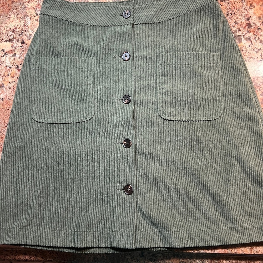 Green Corduroy Button-Front Girls Skirt size S